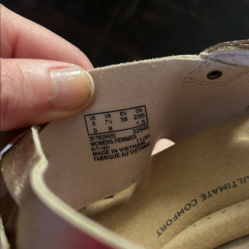 Clarks Metallic Rose Gold Wedge Sandals - Picture 9 of 9